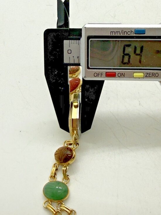 Kenneth Jay Lane Gold Tone Egyptian Scarab Gemstone Link Bracelet Quartz Watch main image 2
